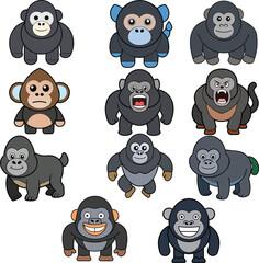 Western Lowland Gorilla  flat design ,animal vector design