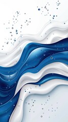 Cosmetic product blue  on water white surface abstract white background waves