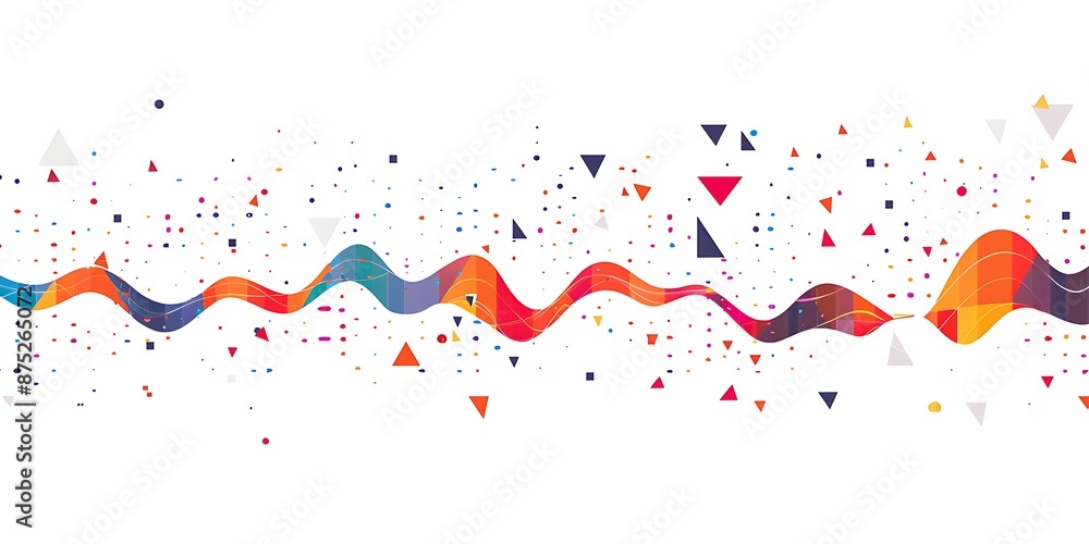Poster the design includes bold outlines, flat colors, simple shapes, a large triangle shape at one end and