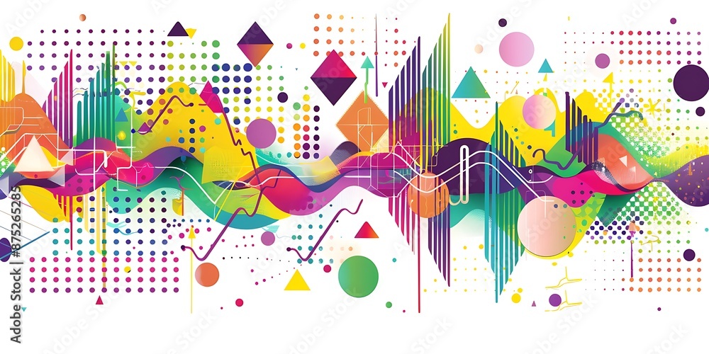 Poster the design includes bold outlines, flat colors, simple shapes, a large triangle shape at one end and