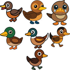 Wood Duck   flat design ,animal vector design