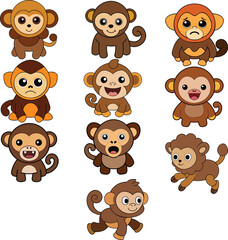 Woolly Monkey flat design ,animal vector design