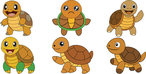 Wood Turtle    flat design ,animal vector design