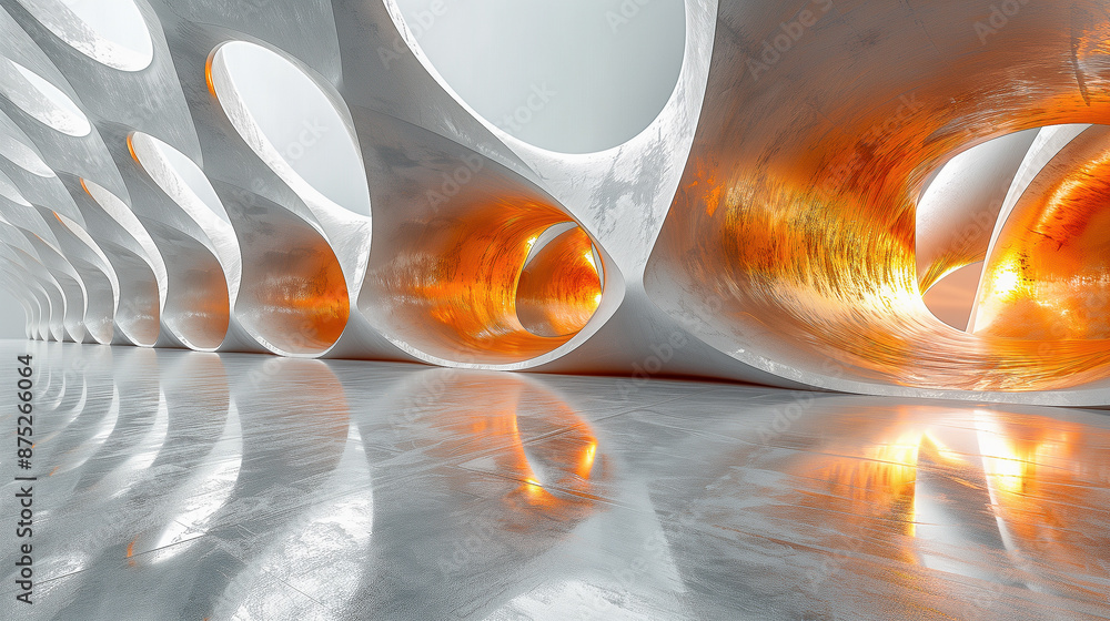 Poster futuristic architectural design with curved structures