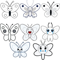 White Butterfly flat design ,animal vector design