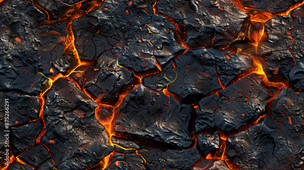 Poster smooth magma pattern streaming through igneous rocks from volcanic activity