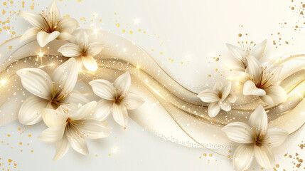 Elegant White Flowers with Gold Sparkles