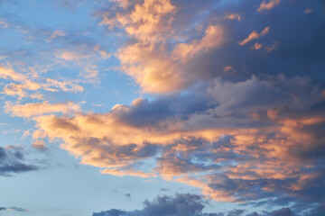 cloudy sky at sunset. Gradient color. Sky texture, abstract nature background