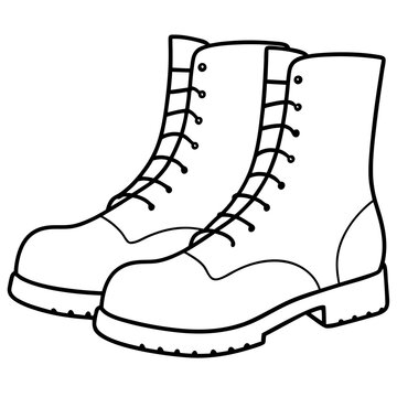 black and white combat boots clip art preview