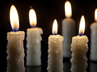 candles burning in dark background