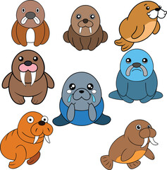  Walrus animal vector design , animal vector design