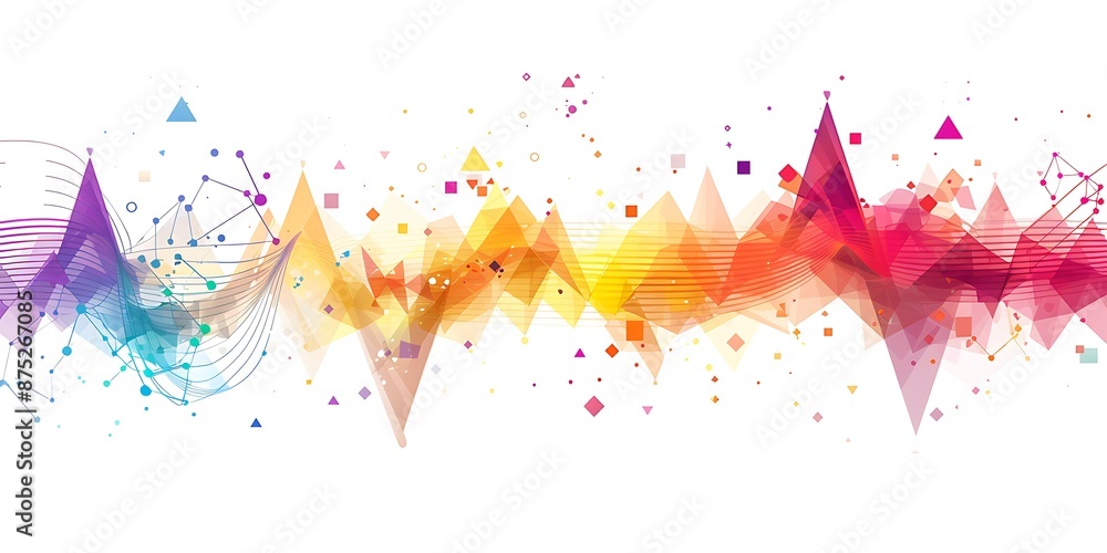 Poster the design includes bold outlines, flat colors, simple shapes, a large triangle shape at one end and