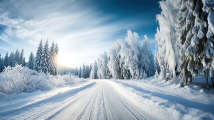 Fototapeta premium Beautiful winter landscape with snow-covered trees.