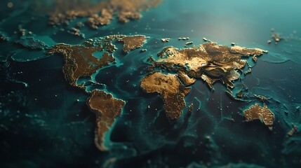 Obraz premium An enchanting scene featuring a world map icon, symbolizing global connectivity and navigation, rendered with clarity and precision in stunning