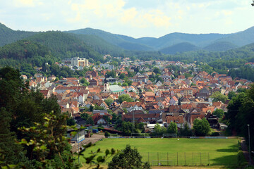 Die Stadt Dahn im Pfälzerwald im Landkreis Südwestpfalz im deutschen Bundesland Rheinland-Pfalz. 