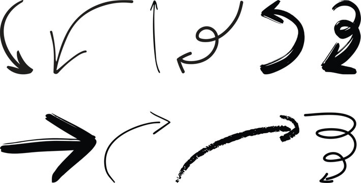 hand-drawn vector arrow set collection