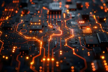 Obraz premium Abstract futuristic electronic circuit technology background