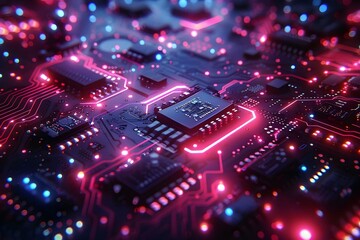 Obraz premium Abstract futuristic electronic circuit technology background