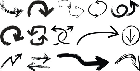 hand-drawn vector arrow set collection
