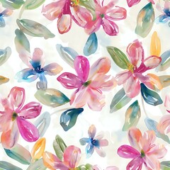 Vintage Watercolor Floral Grid Pattern