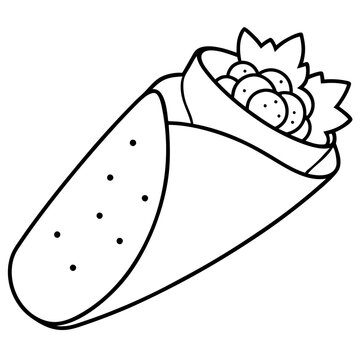 recommend clip art: burrito outline coloring book page line art illustration digital drawing