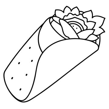 recommend clip art: burrito outline coloring book page line art illustration digital drawing