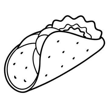 recommend clip art: burrito outline coloring book page line art illustration digital drawing