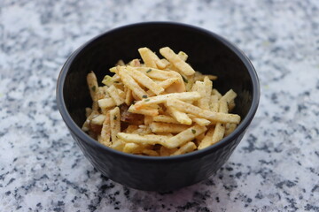 Indian style deep fried snacks falahari chivda, Chewda - chivda or mixture namkeen with dry fruits