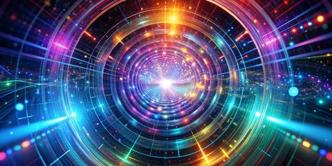 Obraz premium Abstract Colorful Lights Tunnel - Futuristic Technology Background