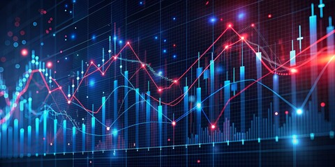 Abstract Financial Chart with Red and Blue Lines