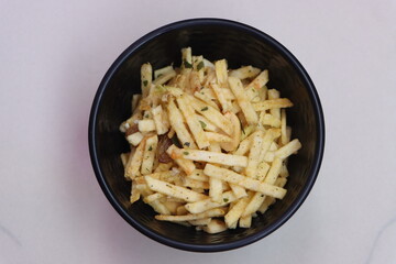 Indian style deep fried snacks falahari chivda, Chewda - chivda or mixture namkeen with dry fruits