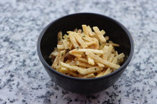 Indian style deep fried snacks falahari chivda, Chewda - chivda or mixture namkeen with dry fruits