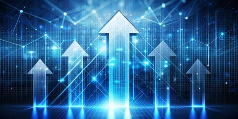 Blue Abstract Background with Arrows Pointing Upwards - Futuristic, Growth, Technology