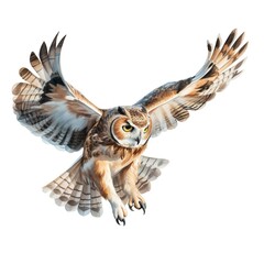 owl in flight created. thick oil paint.