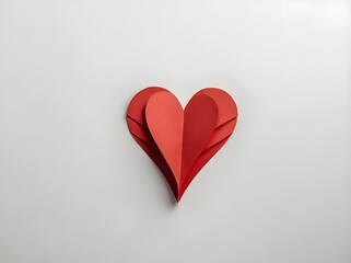 paper red heart on a white background