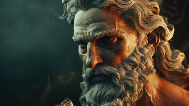 Mythical Greek god Zeus, embodying strength and wisdom