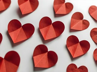 red hearts on a white background
