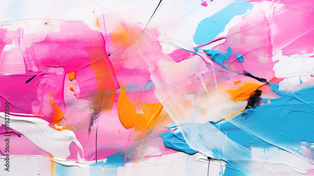 Poster expressive abstract design featuring mixed media textures and bright color splatters