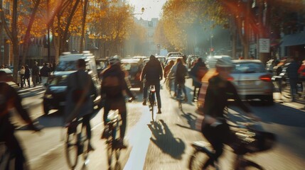 Obraz premium World Car-Free Day. people on bicycles. cyclists