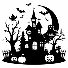 halloween  castle and pumpkin,Halloween  Autumn vector svg 