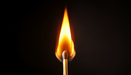 黒背景にある1本のマッチ棒の炎_04