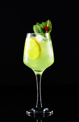 Cold summer drink on black  background