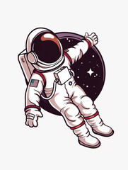 Obraz premium Astronaut floating in the space, Cartoon style with white background.