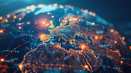 Global business technology: Connecting international world markets. Concept of economic development, communication solutions through networked digital technology, future internet