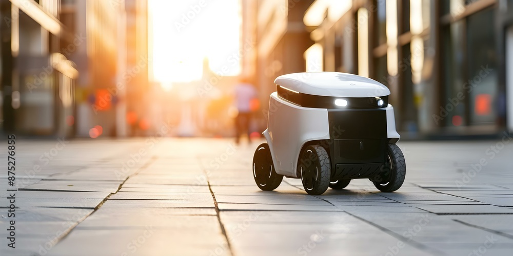 Poster efficient and convenient robotic courier service redefines delivery experience. concept robotic cour