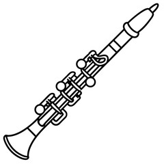 clarinet outline coloring book page line art illustration digital drawing
