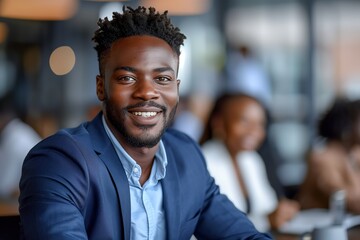 Obraz premium Diverse Corporate Team Meeting Led by Young African American Male Executive