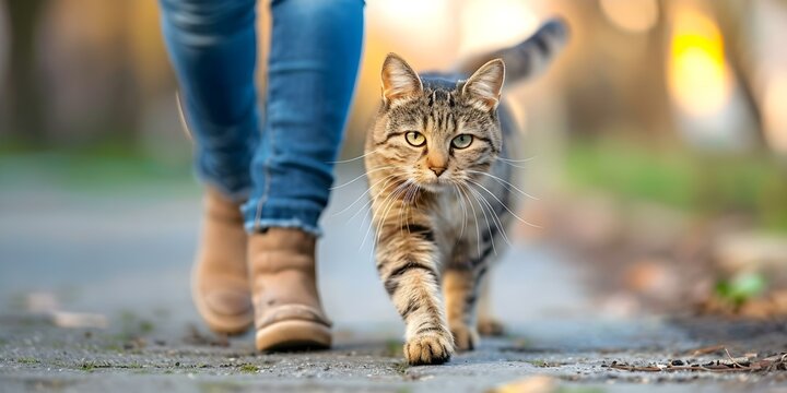 Experienced Pet Sitters Offering Professional Cat Walking Services. Concept Pet Care, Cat Walking, Experienced Sitters, Professional Services