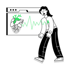 Premium line style mini illustration of ecg report 

