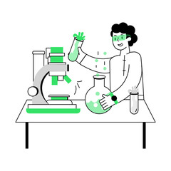 Trendy outline mini illustration of lab technician 

